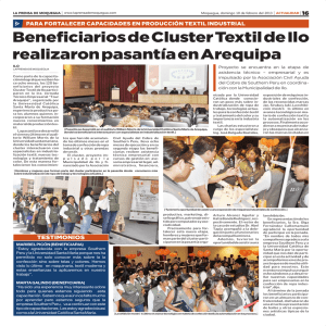 Beneficiarios de Cluster Textil de Ilo realizaron pasantía en Arequipa
