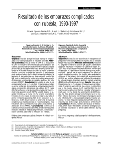 Resultado de los embarazos complicados con rubéola, 1990-1997