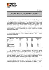 Previsión de crecimiento de Aragón 2015