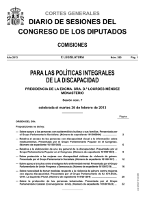 Diario de Sesiones de la Comisión para las Políticas Integrales de