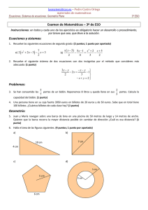 Examen de Matemáticas – 3º de ESO Ecuaciones y sistemas