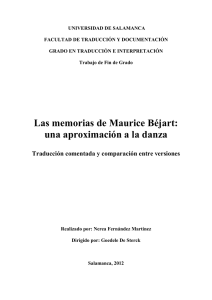 Las memorias de Maurice Béjart: una aproximación a la