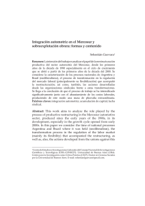 Integración automotriz en el Mercosur y sobreexplotación