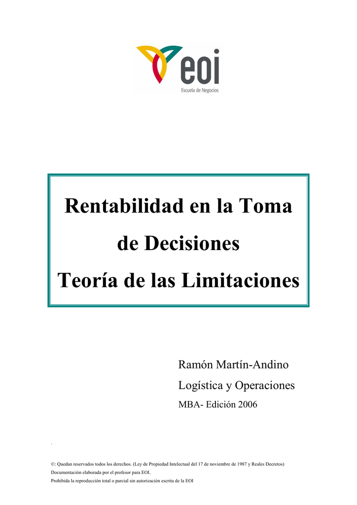 Rentabilidad en la Toma de Decisiones Teoría de las