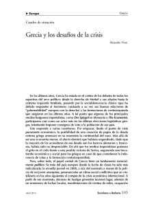 Grecia y los desafíos de la crisis, por Alejandro Vinet (en )