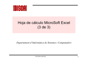 Hoja de cálculo MicroSoft Excel (3 de 3)