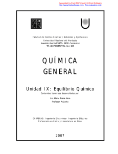 Unidad 9:Equilibrio Químico - Facultad de Ciencias Exactas y