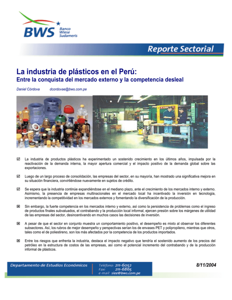 La Industria De Pl sticos En El Per 