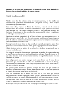Aquesta és la carta que el president de Nueva Rumasa, José María