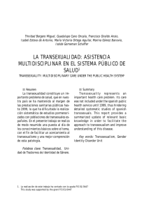 LA TRANSEXUALIDAD: ASISTENCIA MULTIDISCIPLINAR EN EL