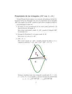 Propiedades de los triángulos ABC con A = 60