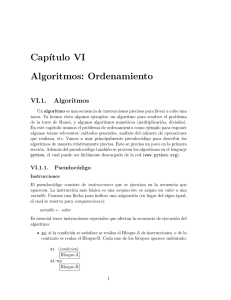Cap´ıtulo VI Algoritmos: Ordenamiento