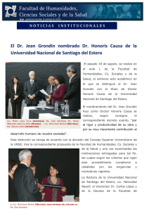 El Dr. Jean Grondin nombrado Dr. Honoris Causa de la Universidad