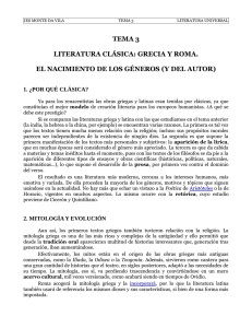 TEMA 3 LITERATURA CLÁSICA: GRECIA Y ROMA. EL