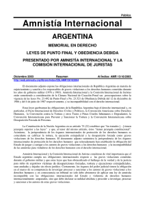 Amn istía Internacional ARGENTINA MEMORIAL EN DERECHO