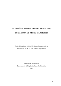 El español americano del siglo XVIII en la obra de Abbad y Lasierra