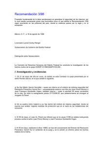 Recomendación 3/98 - Comisión de Derechos Humanos del Distrito