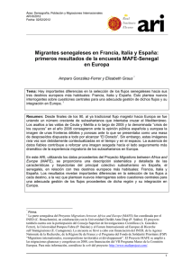 Migrantes senegaleses en Francia, Italia y España: primeros