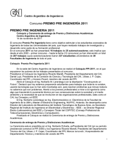 Concurso PREMIO PRE INGENIERÍA 2011 PREMIO PRE