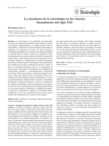 La enseñanza de la toxicología en las ciencias biosanitarias del