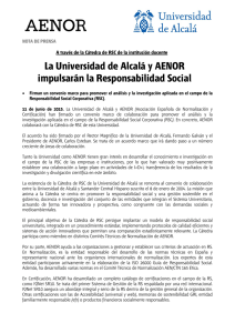 La Universidad de Alcalá y AENOR impulsarán la Responsabilidad