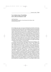 Las traducciones brasileñas de la obra de Ramon Llull