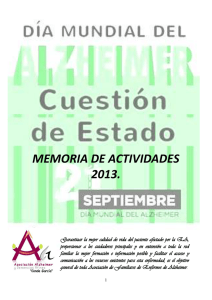 MEMORIA DE ACTIVIDADES 2013. - Asociación Alzheimer "Conde