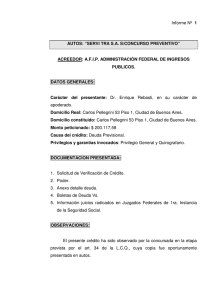 Informe Nº 1 AUTOS: “SERVI TRA SA S/CONCURSO PREVENTIVO”