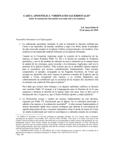 Carta Apostólica "Ordinatio sacerdotalis"