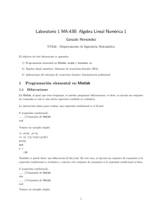 Laboratorio 1 MA 43B: Algebra Lineal NumFrica 1 - U