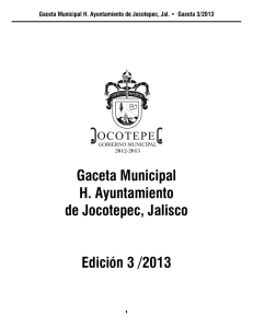 Gaceta Municipal H. Ayuntamiento de Jocotepec, Jalisco Edición 3