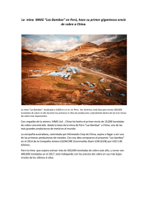 La mina MMG “Las Bambas” en Perú, hace su primer