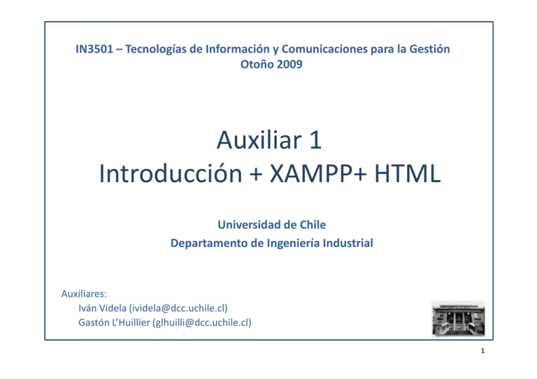 Auxiliar 1 Introducción + XAMPP+ HTML - U