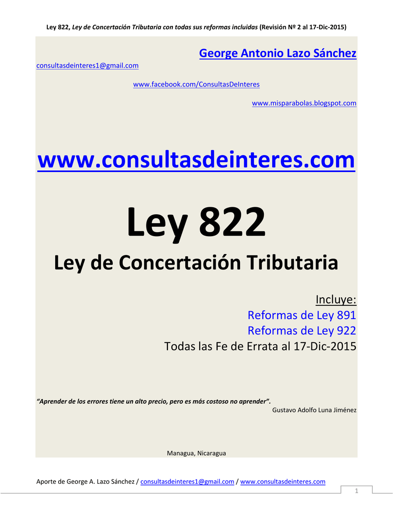 Ley 822 Ley De Concertación Tributaria