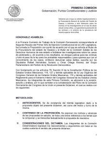 PRIMERA COMISION Gobernación, Puntos Constitucionales y Justicia