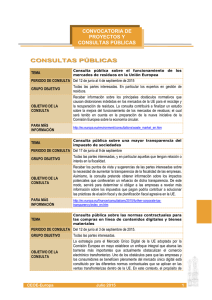 Convocatoria de Proyectos y Consultas Públicas - Julio 2015