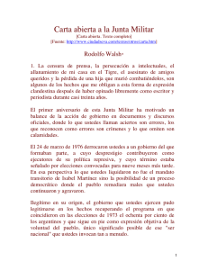 Rodolfo Walsh: Carta abierta a la Junta Militar