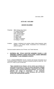 ACTA NO. 1433-2000 SESION SOLEMNE I. ENTREGA DEL TITULO