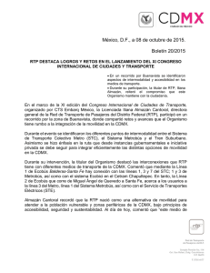 México, D.F., a 08 de octubre de 2015. Boletín 20/2015
