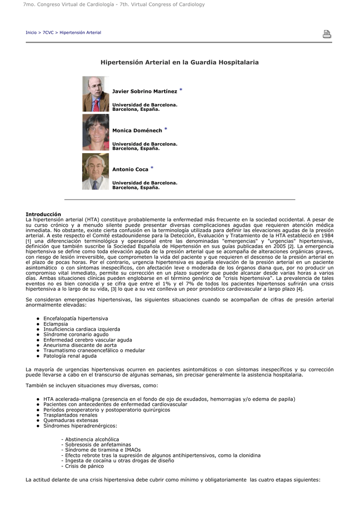 Hipertensión maligna y emergencias hipertensivas Hipertensión maligna y emergencias hipertensivas