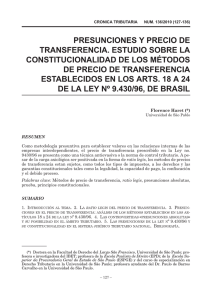 PRESUNCIONES Y PRECIO DE TRANSFERENCIA. ESTUDIO