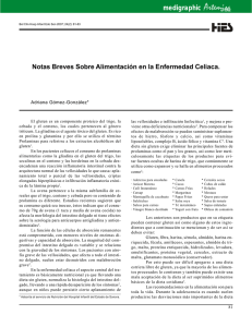 Notas Breves Sobre Alimentación en la Enfermedad Celiaca.