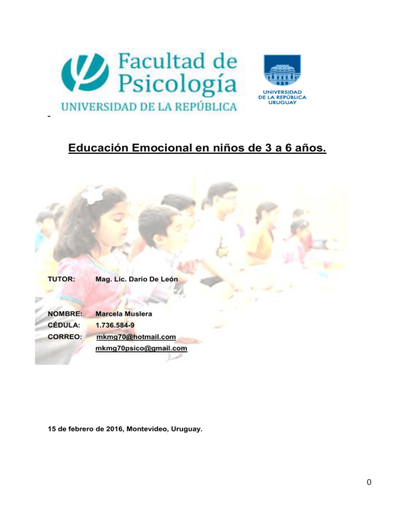 Educación Emocional en niños de 3 a 6 años. - Inicio