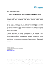 Banco Macro inaugura una nueva sucursal en San Martín