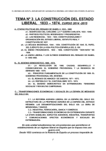 Tema 3. CONSTRUCCIÓN DEL ESTADO LIBERAL, 1833-74.