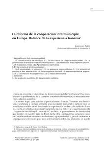 La reforma de la cooperación intermunicipal en Europa. Balance de