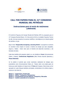 call for papers para el 21º congreso mundial del petróleo