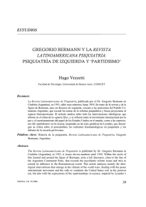 gregorio bermann y la revista latinoamericana psiquiatría