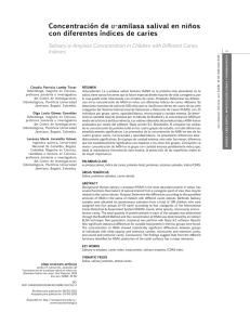 Concentración de α-amilasa salival en niños con diferentes índices