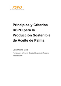 Principios y Criterios RSPO para la Producción Sostenible de Aceite